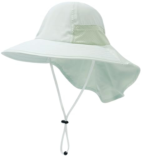 Malaxlx Chapeau De Soleil Bébé avec Protection Nuque UPF 50+ Large Bord Respirant Chapeau Été pour Enfants Garçons Filles