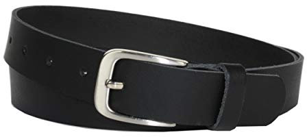 Vascavi Ledergürtel, Jeansgürtel, 3 cm breit und ca. 0.25 cm stark, Gürtel, Anzugsgürtel, Hüftgürtel (125 cm Gesamtlänge 135 cm, Schwarz)