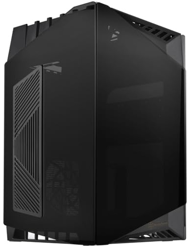 Silverstone SST-LD03B-AF Lucid Mini Tower Mini ITX datorhölje, tyst prestanda vid högt luftflöde, 3X tonat, härdat glas med ventilationshål för bättre kylning
