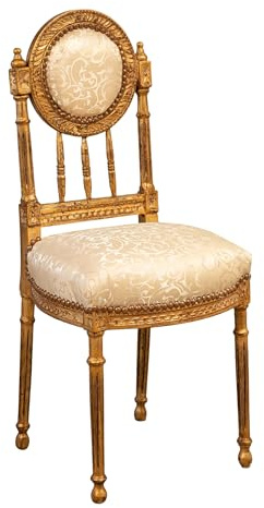 Biscottini Silla Luis XVI 41X35,5X97 cm | Butacas para Dormitorio | Sillon Barroco | Silla Antigua tapizada | Sillon orejero Vintage Antiguo