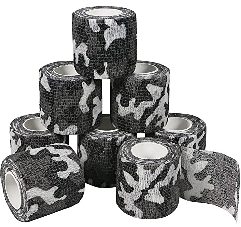 Nutoko 8 Rotoli Bende Autoadesive Benda Nastro Elastico Camuffamento Benda Bendaggio Adesiva Coesiva Autoadesivo Salvapelle Sport Nastro Bendaggio per Mani, Piedi, Ginocchia, Braccia 5cm x 4.5m