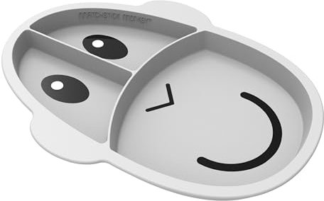 Matchstick Monkey Essenszeit Esslernteller mit Unterteilung Affe - Menüteller - 3 geteilte Abschnitte - antimikrobieller Schutz - rutschfest - langlebiges Silikon - ab 12 Monaten - Affe grau