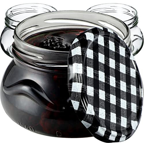 KADAX Lot de 20 bocaux à confiture de 300 ml avec couvercle à visser de 82 mm de diamètre - Bocaux miniatures pour miel et épices - Pots à confiture avec couvercle - Bocaux hermétiques à offrir