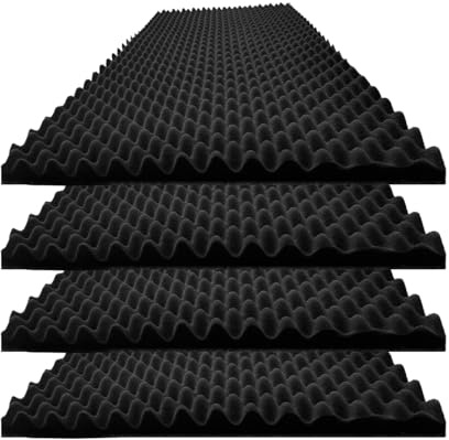 Yaolabjer 4 PCS Black Acoustic Foam, 48X 24X 2 Egg Crate Foam, Soundproof Foam, Fireproof Studio Foam Panels, Sound Absorbing Foam, Sound Proof Foam Panels, Sound Proof Panels For Walls