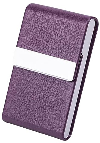 anso Étui pour cartes d'identité, cartes de crédit, cartes de visite, étui à boucle en cuir synthétique, Litchi Grain Violet