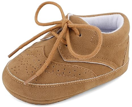 LACOFIA Zapatos Primeros Pasos Bebé Niños Calzado Respetuoso Bebé Antideslizante Marrón 12-18 Meses