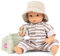 Götz 2453054 Aquini Girl Urban Stripes Puppe - 33 cm Badepuppe ohne Haare mit braunen gemalten Augen - 6-teiliges Set - Babypuppe ab 18 Monaten