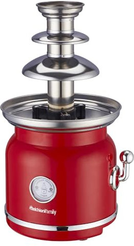 Melchioni Family | Fuente de Chocolate CHOCO, Fuente de 3 Niveles con Función de Calentamiento y Función de Motor, 90 W, Color Rojo