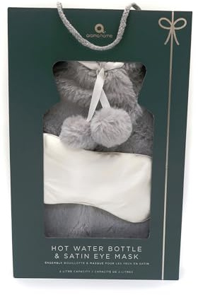 Grey hot Water Bottle & Eye mask