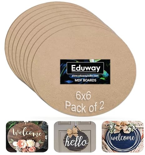 Eduway Runde MDF-Platte für Mandala, Lippan, Kunstharz, Kunst und Handwerk, 4 mm dick, Premium-Kartonmaterial für Künstler, Kunst und Handwerk, harter Ausschnitt in kleinen und großen Größen (15 x 15