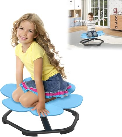 YRHome Carrousel autisme - Chaise pivotante pour enfant - Jouet sensoriel à capteur d'autisme - Siège pivotant à 360° - Balançoire d'équilibre - Chaise pour coordination physique et équilibre - Bleu