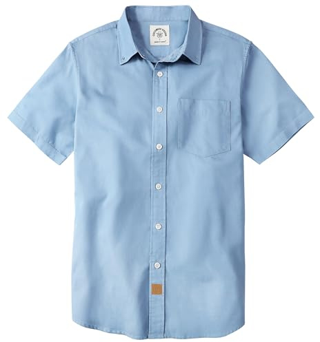 Dubinik® Camicia Uomo Maniche Corte Estiva Manica Corta Casual Worker Cowboy Leggera Camicia Maniche Corte Uomo Regular Fit Azzurro L