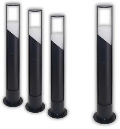 LUXULA 4er Set Wegeleuchte Außen mit Bodenplatte und Erdspieß, GU10 Fassung, Aluminium, 60cm Höhe - LED Außenleuchte IP44 Pollerleuchte Garten Terrasse