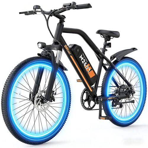 Electric Mountain Bike for Adults - 48V 750W Peak Commuter E Bike, 26 Electric Mountain Bicycle, 374Wh Removable Battery, Up to 19.8MPH, Front Suspension, Disc Brakes, Urban City Ride