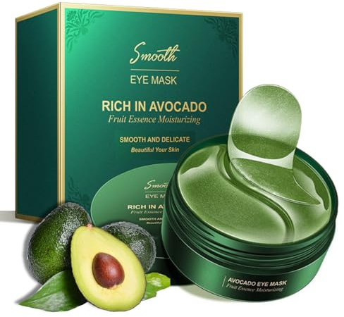 Avocado Augenpads, 60 Stück Eye Pads, Augenpads gegen Augenringe, Tränensäcke & Falten, Augenmaske für Augenringe Entfernen, Feuchtigkeitsspendende Eye Patches für Pflege und Erholung der Augenpartie