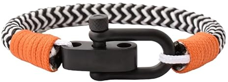 London Craftwork Elegante braccialetto da polso regolabile in paracord, unisex, 19 – 21 cm, nero e bianco, 21 cm, Nylon, Nessuna pietra preziosa