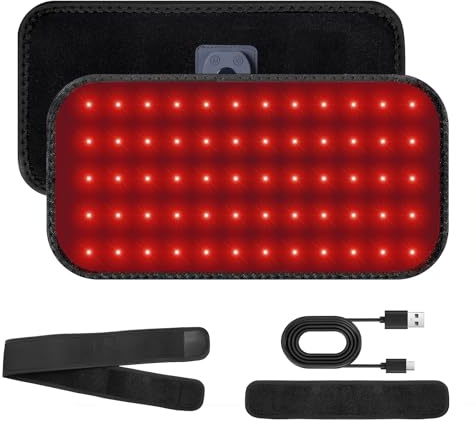 Cordless Red Light Belt for Body, 660nm Red & 850nm Near Infrared Lamp, 4 Light Modes & 4 Timer Settings, Touch Screen Control，Portable Red Light Pad for Muscle Comfort
