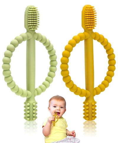 DAFNE 2 Pezzi Dentizione Neonati, Massaggiagengive Per Neonati Doppia Testa, Massaggia Gengive, Massaggiagengive Per Bambini Favorisce Il Senso Visivo E Le Capacità Motorie, Lenire I Bambini