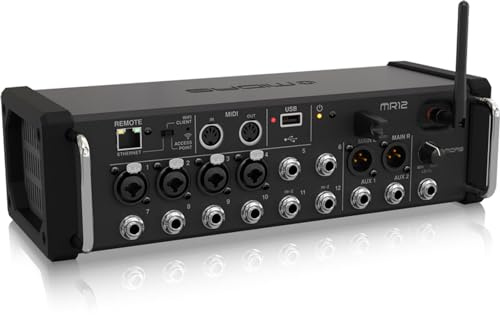 Midas MR12 12-Input Digital Mixer for iPad/Android Tablets with 4 Midas PRO Preamps, 8 Line Inputs, Integrated Wifi Module and USB Stereo Recorder, Compatible with PC and Mac