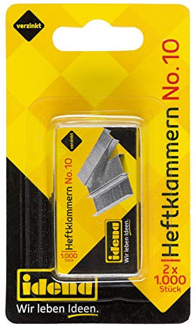 Idena 12094 - Heftklammern, No. 10, 2 x 1.000 Stück, verzinkt