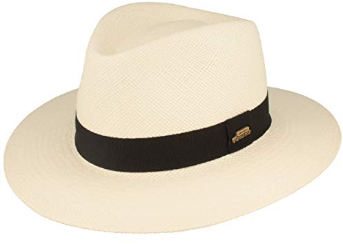 Breiter Original Panamahatt | halmhatt | sommarhatt – tillverkad i Italien – handflätad, UV-skydd 50+, skydd mot brott, Vit, S