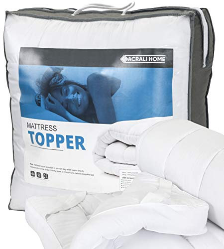 ACRALI HOME Thick Mattress Topper Kingsize Bed (4 Inch/10 cm) Extra Deep Hotel Quality King Size Mattress Topper, Breathable, Luxury Comfort Quilted with Elasticated Corner Straps