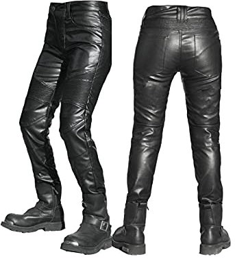 Pantaloni In Pelle Da Moto Da Donna Pantaloni Da Motociclista Impermeabili Protezione In Pelle A Tre Strati Per Le Ginocchia Utilizzato Per Le Corse Motociclistiche Da Donna Anti-caduta(Size:XS)
