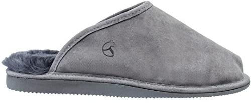 ESTRO Zapatillas De Casa Hombre Invierno Piel De Carnero Pantuflas Casa Hombre Piel Genuina Lana Snug (40 EU, Acero 1)
