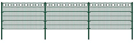 Valla de doble piquete círculo MORATA altura: 240 cm/longitud: 26 m sin esquineros I Valla de jardín, valla de piquete
