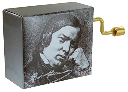Lutèce Créations Carillon a manovella di Cartone Illustrato con Il Ritratto di Un Grande compositore di Musica Classica e meccanismo Musicale di 18 Note - Sogno - Träumerei (Robert Schumann).