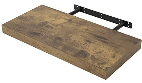 WOLTU Schweberegal Wandregal freischwebend Regal Wandboard Bücherregal Holz Board für Bücher, Bilder, Deko 50x23x3.8cm Vintagebraun RG9368hov