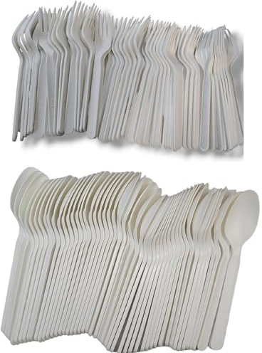 100 Posate in fibra di zucchero 100 Pezzi In Kit 50 Forchetta + 50 Coltello Oppure 50 Forchetta + 50 Cucchiaio (50 Cucchiai + 50 Forchette)