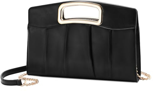 RAVUO Bolso Fiesta Mujer Bolso Mano Cartera de Mano de Cuero PU Bolso Bandolera Clutch Bolso Fiesta Negro para Boda Bombonera Ceremonia Novia Baile