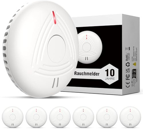 DAYTECH Rauchmelder 10 Jahre Batterie – 6er Rauchmelder mit Magnethalterung Set, TÜV Rheinland Zertifiziert, Feuermelder mit 85 dB & Test/Stummschaltung – Brandmelder für Schlafzimmer, Kinderzimmer