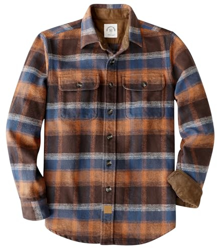 Dubinik® 10.8 oz Chemise Flanelle Homme Coton Épais Manches Longues Carreaux Boutonnée