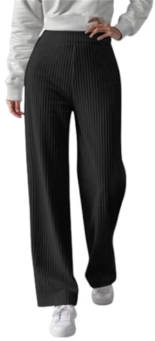 Pantalon en velours côtelé pour femme - Jambes larges - Côtelé - Pantalon thermique avec doublure en velours côtelé - Pantalon d'hiver chaud - Pantalon de loisir - Taille élastique - Pantalon de