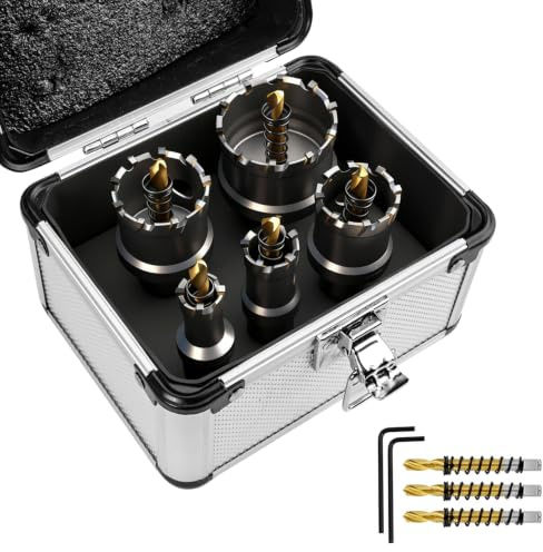 GPtzlei 10 PCS (5/8 to 1-3/4) Carbide Hole Saw Kit for Metal