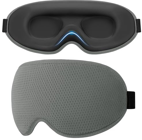 Gritin 3D Mascherina per Dormire per Donna e Uomo, Maschera Mascherina Occhi per Dormire per Dorme Sul Fianco, Pressione Oculare Zero, Bloccare Luce, Super Morbido e Confortevole-Grigio Chiaro
