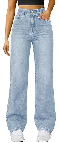 Pantalones Vaqueros Mujer Anchos Rectos Pantalón Vaqueras con Bolsillos Comodos Tallas Grandes Jeans Wide Leg Verano Baggy Talle Alto Pantalon Tejano Push Up Vintage Elegantes Casual Trousers