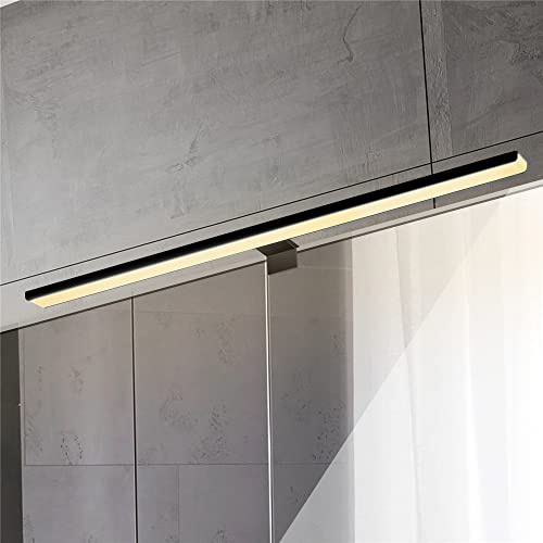 ERWEY 2 in 1 LED Spiegelleuchte IP44 Badleuchte 60 CM LED Badlampe Schwarz Schminklicht 230V Schrankleuchte 3000K warmweiß Aufbauleuchte Bad Klemmleuchte Wandleuchte (Schwarz 3000K 8W)