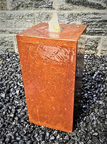 Säulenbrunnen eckig 40/20 cm Cortenstahl Roststahl Komplettset Säule Wasserspiel