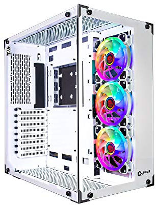 Talius Cronos Frost ATX-Gaming-Box, gehärtetes Glas, Lüfter Iris ARGB (in DREI Farben erhältlich) (Weiß)