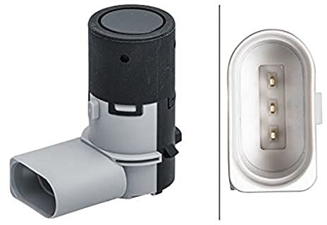 HELLA 6PX 358 141-411 Sensor, Einparkhilfe - gewinkelt - 3-polig - gesteckt - lackierbar