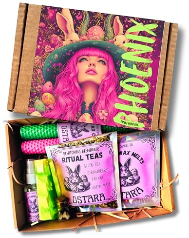 Luxury Ostara - Kit per altare Wiccan con candele in cera d'api, cristalli, tè, cera da sciogliere e guida rituale