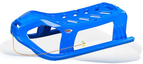 JAMARA 461121 Play Snow-Star Sledge 90 cm Metal Runners, Rope with Handle for Pulling, Impact-Resistant Plastic, Blue