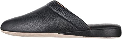 PAMIR Mens Premium Leather House Slippers with Memory Foam Black Size 10