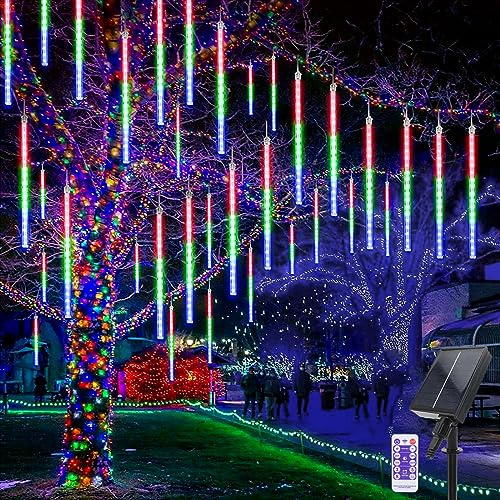 Micacorn Luci Della Pioggia di Meteore, 10 Tubo 240 LED Meteor Solari Luci di Natale con Telecomando, Impermeabile Doccia Pioggia Luci Stringa per Festa di Nozze Decorazione All'aperto