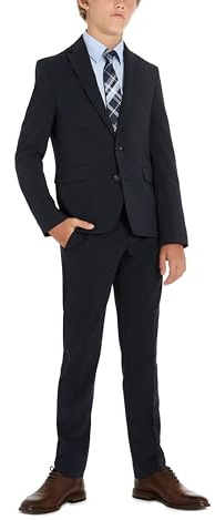 Kenneth Cole Reaction Boys Slim Fit Suit: Formal Jacket & Pants Set for Sizes 8-20, Navy, 14 US