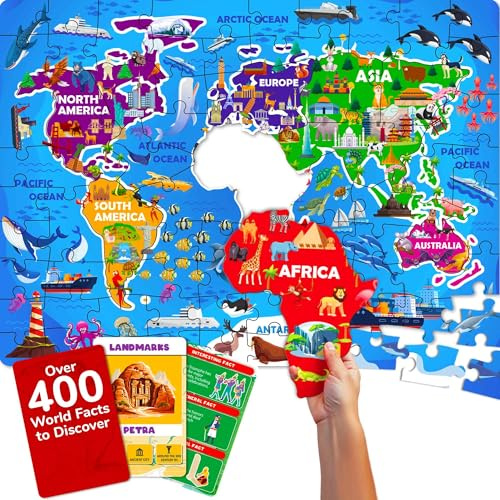 QUOKKA Giant Puzzles For 3 4 Year Olds - 90x60 cm 70pc WORLD MAP Shaped Jigsaw Puzzles For Kids - Large Floor Educational Toys for 3 5 year olds - Map Of The World Game Gift For Boys and Girls