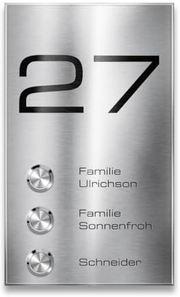 Metzler Mehrfamilienhaus Türklingel - Klingelschild aus Edelstahl - mit Gravur & 3x Taster - Aufputz-Montage - extra große Klingelplatte